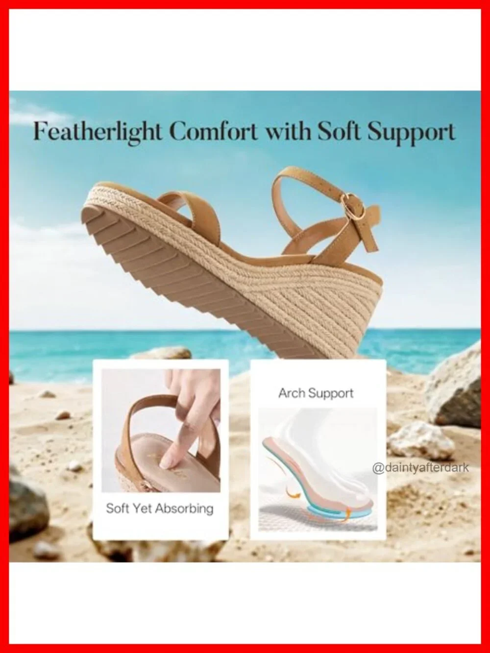 Women's Espadrille Wedge Sandals – Lightweight PU Ankle Strap Open Toe Heels